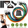 11Pcs Resistance Bands Set Fitness Workout Tubes Exercise Tube Bands Up to 100lbs w/ Door Anchor Handles Ankle Straps for Physical Training Yoga Pilat