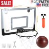 Mini Basketball Hoop System Set Over the Door with Backboard Breakaway Rim Basketball Pump Tools Easy Installation Indoor Kids Adults