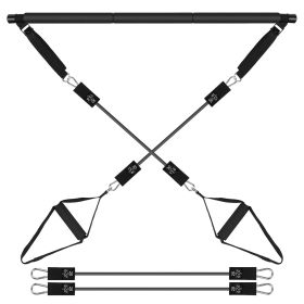 Pilates Bar Kit with 100LBS Resistance Bands Multifunctional Pilates Yoga Toning Bar Full Body Exercise Equipment Set for Beginners Intermediates Prof