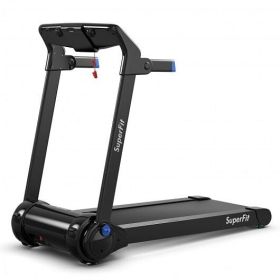 3HP Electric Folding Treadmill with Bluetooth Speaker-Blue