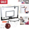 Mini Basketball Hoop System Set Over the Door with Backboard Breakaway Rim Basketball Pump Tools Easy Installation Indoor Kids Adults
