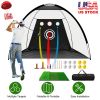10x7FT Golf Practice Net Golf Training Aids Driving Hitting Nets with Tri-Turf Golf Mat Target Cloth 10 Golf Balls 7 Golf Tees 2 Rubber Golf Tee Holde