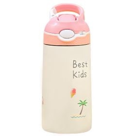 13.5Oz Insulated Stainless Steel Water Bottle Leak-proof Bottle for Kids with Straw Push Button Lock Switch Sports Water Bottle for Toddlers Boys Girl (Option: WaterBottle PinkBird)