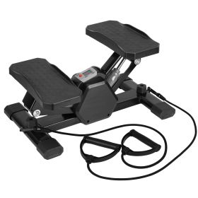 Mini Stepper Stair Stepper With Resistance Bands Quiet Workout Stepper with Digital Timer Max 330.7LBS Load for Home (Option: MiniStepper BlackGrey)