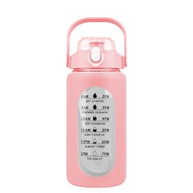 34Oz Glass Water Bottle Sports Water Bottle Motivational Water Bottle Water Intake Tracker Bottle with Straw Time Marker Silicone Sleeve Handle for Gy (Option: Bottle 32OZPink)