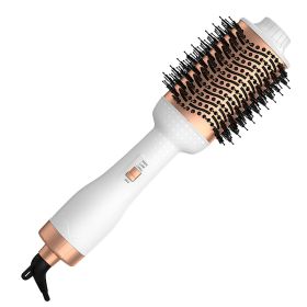 4 In 1 Hair Dryer Brush Curling Brush Hair Styler Volumizer Straightener Negative Ion Anti-frizz Hot-Air Hair Brush for All Hair Types Black White (Option: ThermalBrush White)