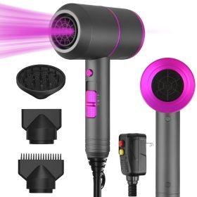 1800W Hair Dryer Portable Compact Hair Blow Dryer with Cool/Warm/Hot Wind with Diffuser Concentrator/Comb Nozzle ALCI Plug Overheat Protection for Wom (Option: HairDryer Grey)