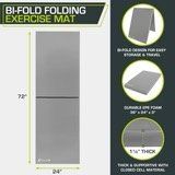 Bi-Fold Folding Exercise Mat 6ft x 2ft (Option: Grey)
