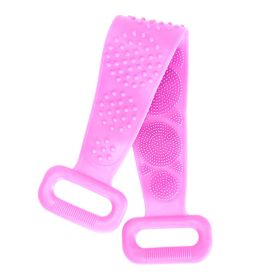 Silicone Back Scrubber Belt For Shower Exfoliating Foaming Body Wash Strap Brush Bristles Massage Dots W/ Adhesive Hook (Option: BathScrubberBelt Purple)