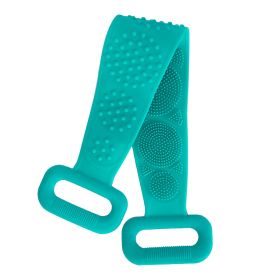 Silicone Back Scrubber Belt For Shower Exfoliating Foaming Body Wash Strap Brush Bristles Massage Dots W/ Adhesive Hook (Option: BathScrubberBelt Green)